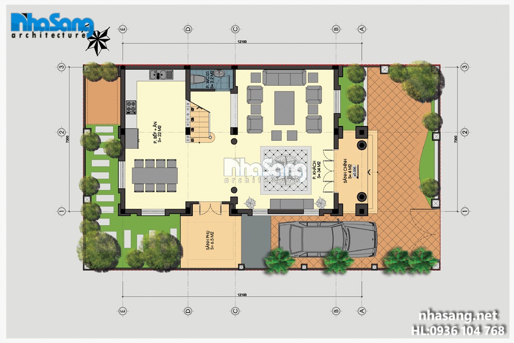 biệt thự pháp đẹp cho khu đô thị mới Việt Hưng, Long Biên, Hà Nội - thiết kế mặt bằng